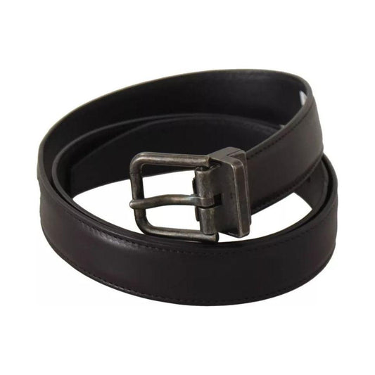 Dolce & Gabbana Black Calf Leather Antique Buckle Men Belt Dolce & Gabbana Dark Slate Gray