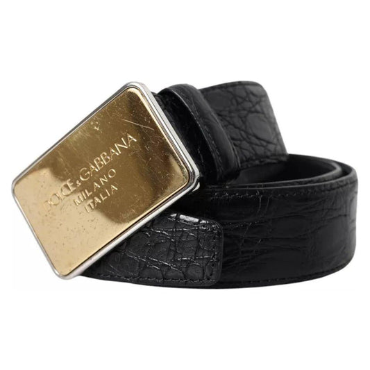 Dolce & Gabbana Black Exotic Leather Gold Metal Buckle Belt Dolce & Gabbana Dark Slate Gray
