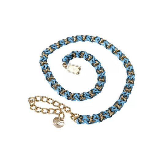 Dolce & Gabbana Blue Braided Gold Brass Chain Waist Belt Dolce & Gabbana Light Gray