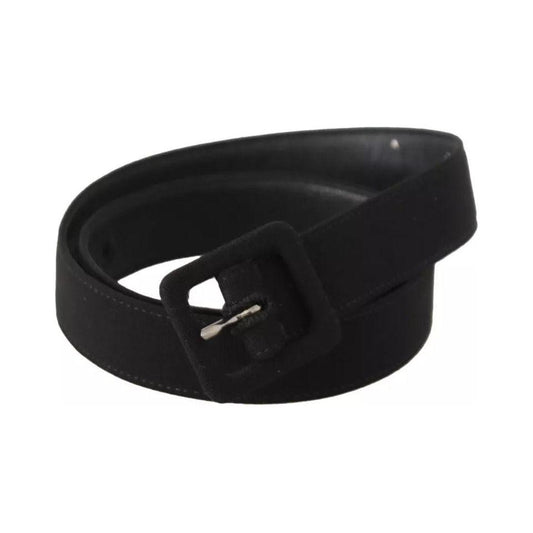 Dolce & Gabbana Black Velvet Leather Logo Waist Buckle Belt Dolce & Gabbana Black