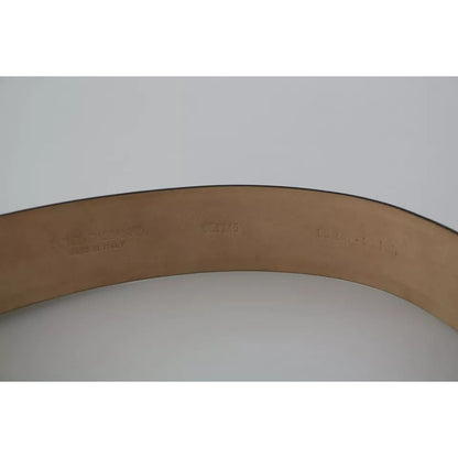 Dolce & Gabbana Black Shiny Leather Crystal Logo Buckle Belt