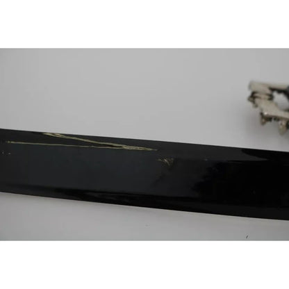 Dolce & Gabbana Black Shiny Leather Crystal Logo Buckle Belt