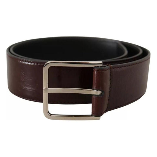 Dolce & Gabbana Dark Brown Leather Logo Engraved Metal Buckle Belt Dolce & Gabbana Black