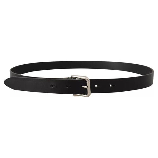 Dolce & Gabbana Black Leather Silver Tone Metal Buckle Classic Belt Dolce & Gabbana Dark Slate Gray