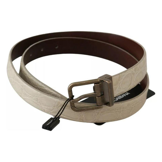 Dolce & Gabbana Cream Beige Gold Buckle Waist Leather Belt Dolce & Gabbana Dark Slate Gray