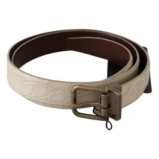 Dolce & Gabbana Cream Beige Gold Buckle Waist Leather Belt Dolce & Gabbana Dark Slate Gray