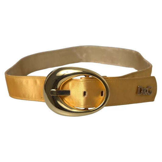 Dolce & Gabbana Gold Satin Leather Oval Metal Buckle Belt Dolce & Gabbana Sienna