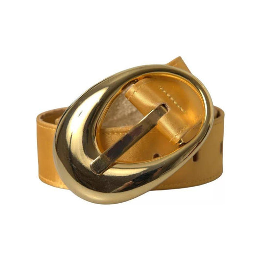 Dolce & Gabbana Gold Satin Leather Oval Metal Buckle Belt Dolce & Gabbana Sienna