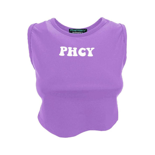 Pharmacy Industry Sleeveless Lycra Top with Chest Logo Pharmacy Industry Medium Purple