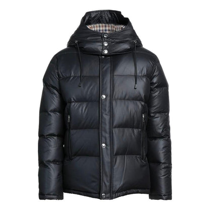 Aquascutum Black Polyester Men Jacket with Removable Hood