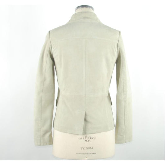 Emilio Romanelli White Leather Women Jacket Emilio Romanelli Antique White