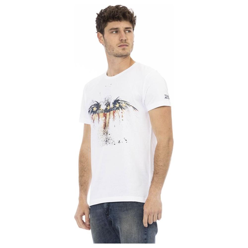 تي شيرت رجالي من القطن باللون الأبيض من Trussardi Action