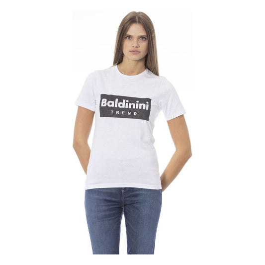Baldinini Trend White Cotton Women T-Shirt Baldinini Trend Light Gray