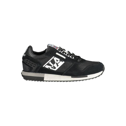 Napapijri Black Leather Men Sneaker Napapijri Dark Slate Gray