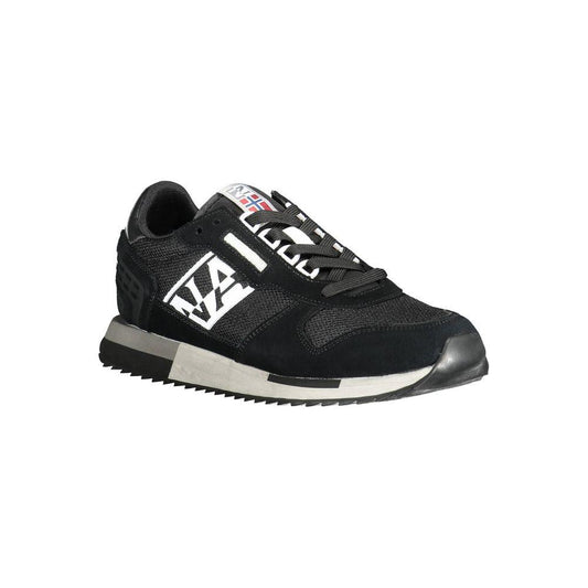 Napapijri Black Leather Men Sneaker Napapijri Dark Slate Gray