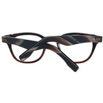 Ermenegildo Zegna Brown Men Glasses Frame, full-rim trapezium style with demo lenses in brown plastic, size 48-22-145, includes branded case.
