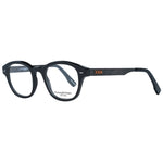 Ermenegildo Zegna Black Men Glasses Frame with full-rim horn material, round style, and 48-20-145 size, includes branded case.