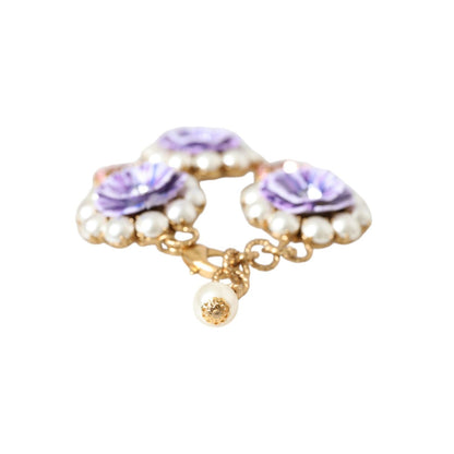 Dolce & Gabbana Gold FIORI BLOOMING Floral Baroque Crystals Bracelet Necklace