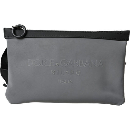 Dolce & Gabbana Gray Neoprene Logo Zip Waist Fanny Pack Belt Pouch Bag Dolce & Gabbana Dim Gray