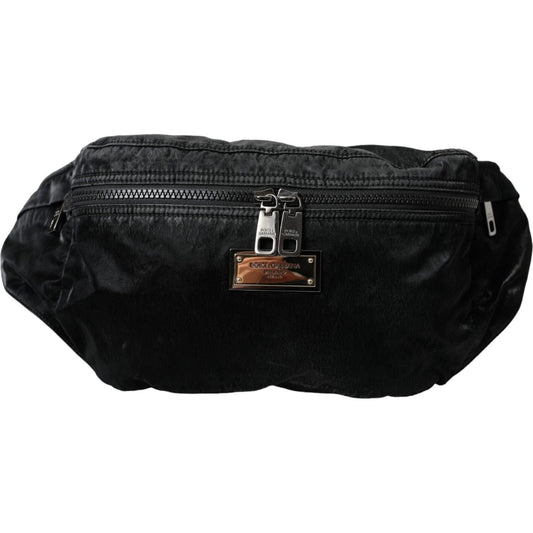 Dolce & Gabbana Black Nylon Logo Plaque Belt Waist Fanny Pack Bag Dolce & Gabbana Black
