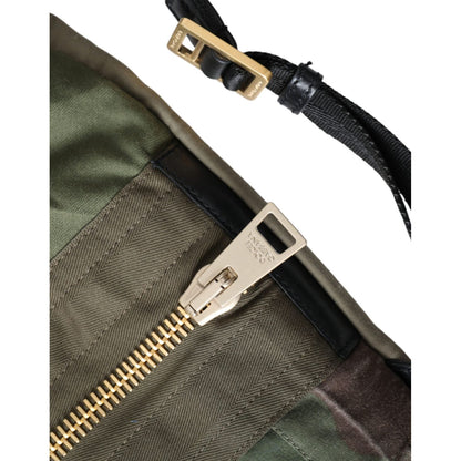 Dolce & Gabbana Military Green Patchwork Rucksack Backpack Bag