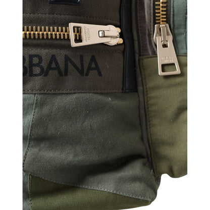 Dolce & Gabbana Military Green Patchwork Rucksack Backpack Bag