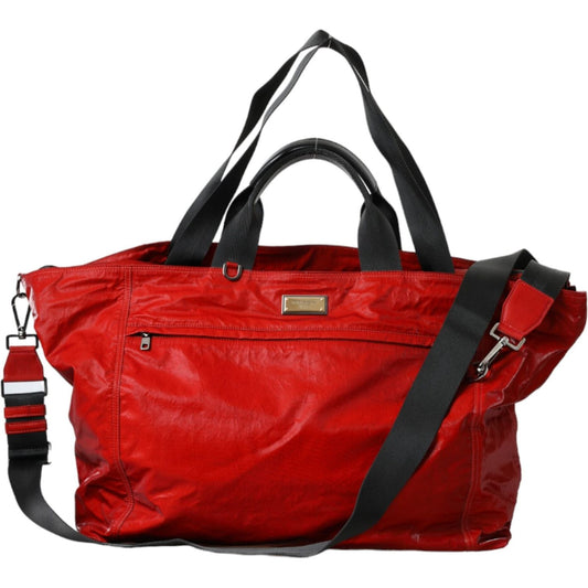 Dolce & Gabbana Red Nylon Calfskin Hand Shoulder Duffel Bag Dolce & Gabbana Firebrick
