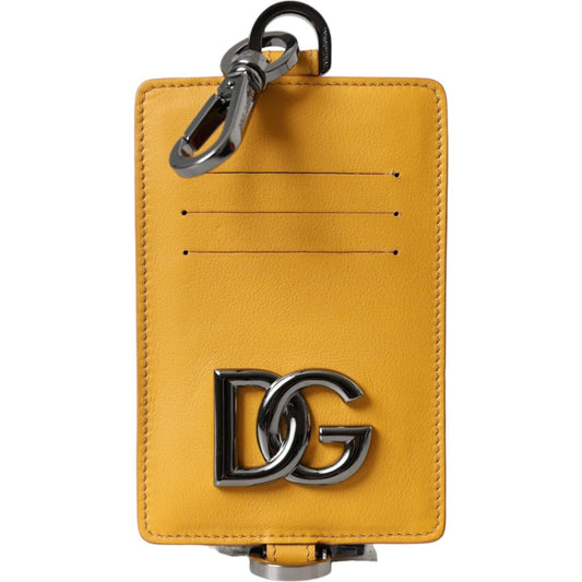 Dolce & Gabbana Orange Calf Leather Credit Card Holder Clip On Wallet Dolce & Gabbana Goldenrod
