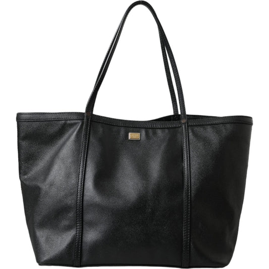 Dolce & Gabbana Black Leather Miss Escape Shopping Tote Women Bag Dolce & Gabbana Dark Slate Gray