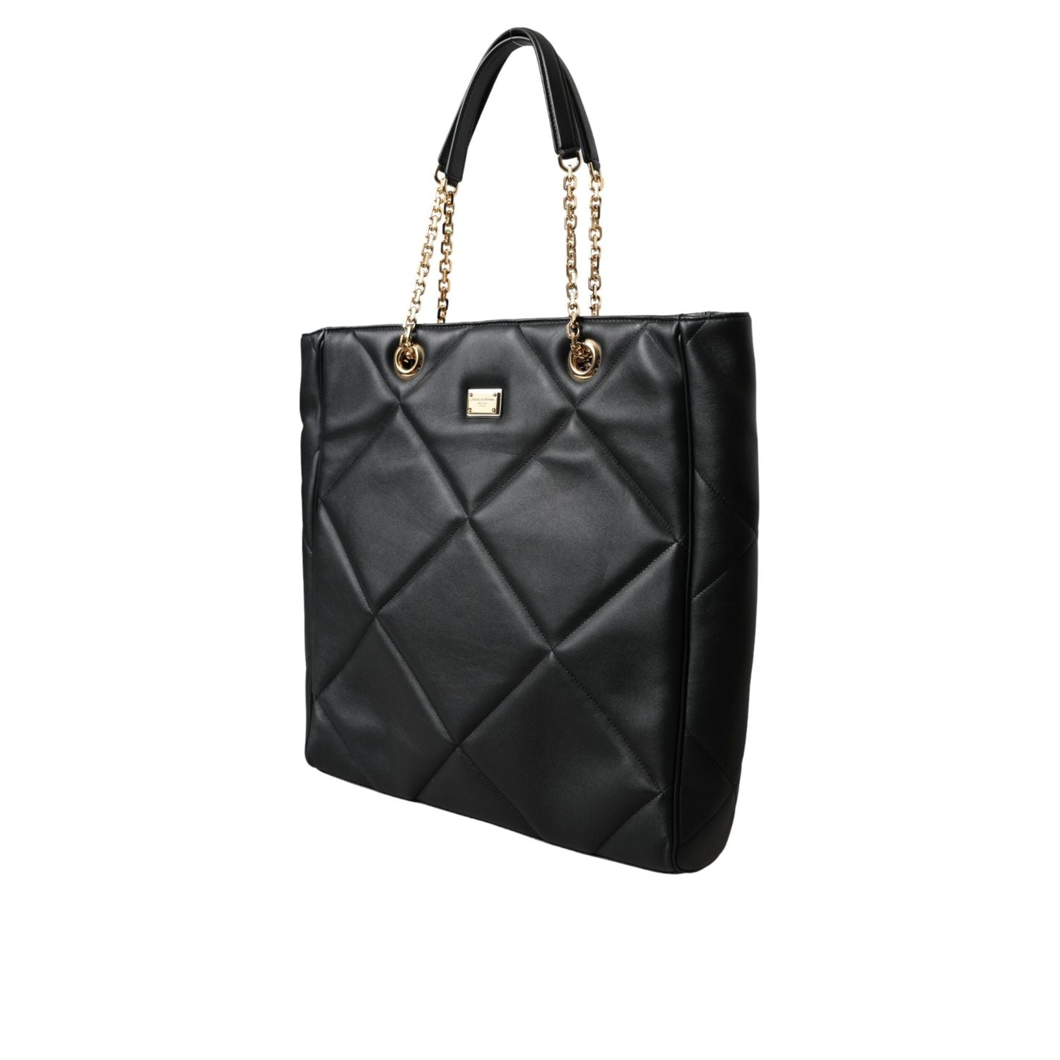 Dolce & Gabbana Black Leather JUNGLE Quilted Shopping Tote Bag