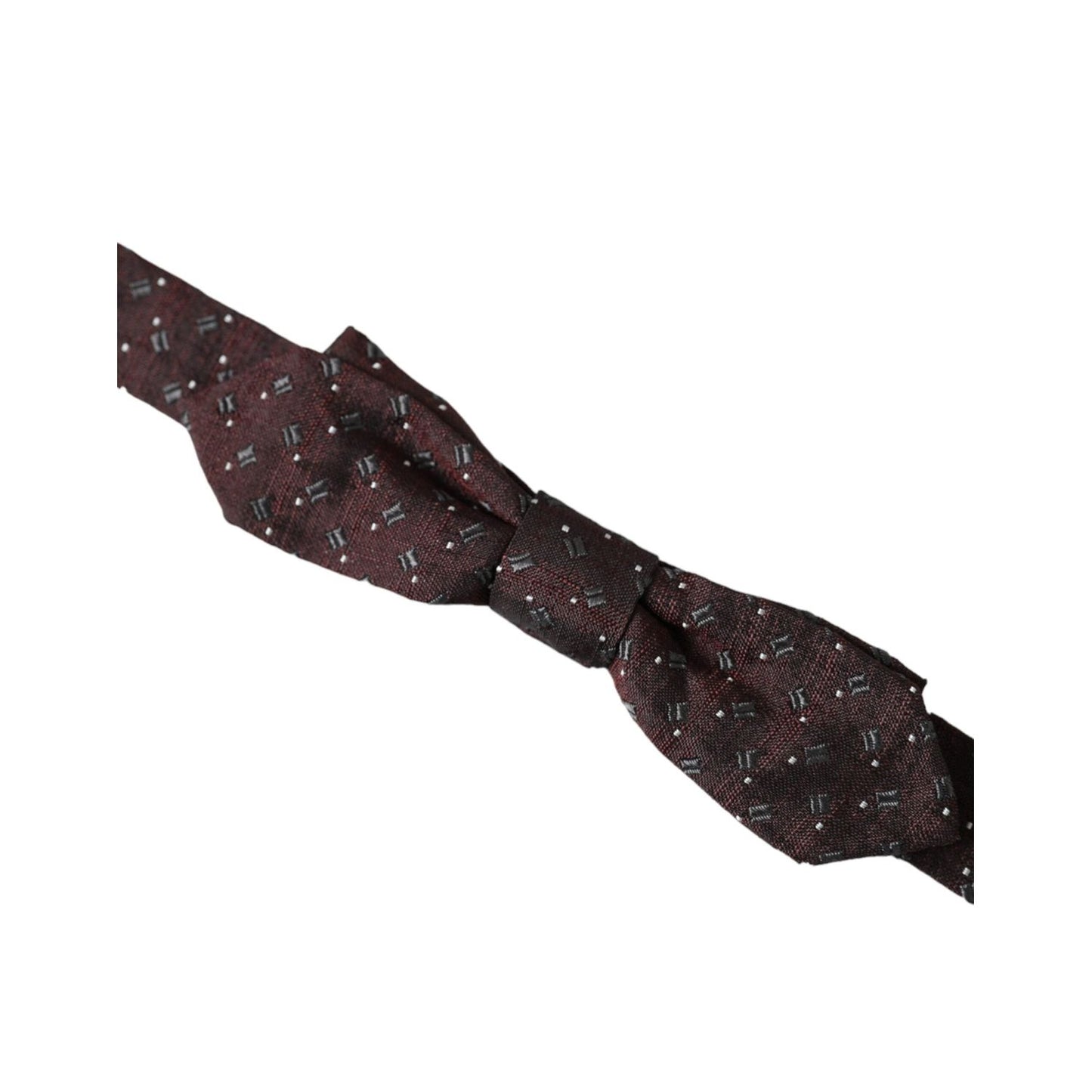 Dolce & Gabbana Maroon Silk Patterned Adjustable Neck Papillon Bow Tie