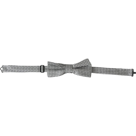 Dolce & Gabbana Gray Silk Polka Dot Adjustable Neck Men Papillon Bow Tie Dolce & Gabbana Light Slate Gray