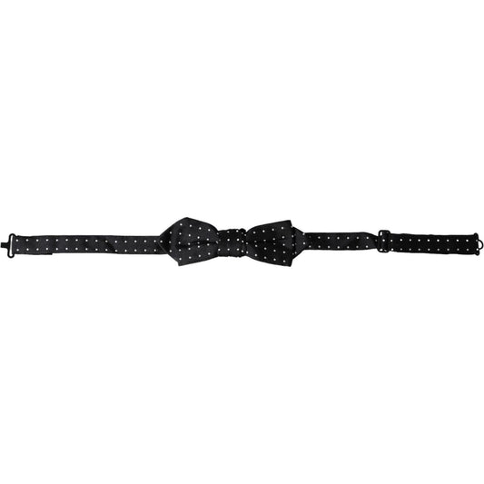 Dolce & Gabbana Black Silk Polka Dot Adjustable Neck Men Papillon Bow Tie Dolce & Gabbana Black