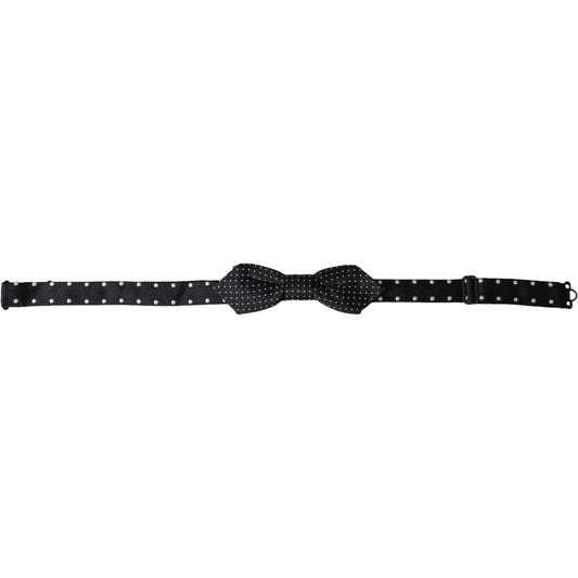 Dolce & Gabbana Black Silk Polka Dot Adjustable Neck Men Papillon Bow Tie Dolce & Gabbana Black