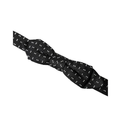 Dolce & Gabbana Black Silk Patterned Adjustable Neck Men Papillon Bow Tie