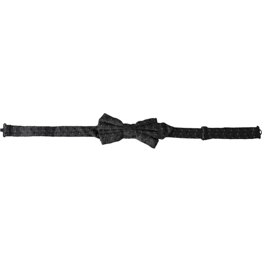 Dolce & Gabbana Black Silk Patterned Adjustable Neck Men Papillon Bow Tie Dolce & Gabbana Dark Slate Gray