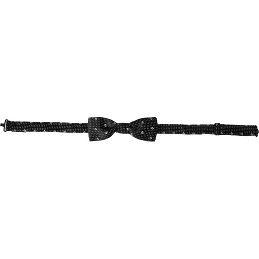 Dolce & Gabbana Black Silk Floral Adjustable Neck Men Papillon Bow Tie Dolce & Gabbana Black