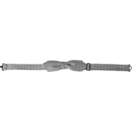Dolce & Gabbana Gray Silk Polka Dot Adjustable Neck Men Papillon Bow Tie Dolce & Gabbana Dark Gray