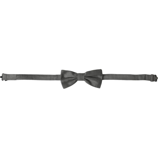 Dolce & Gabbana Gray Silk Patterned Adjustable Neck Men Bow Tie Dolce & Gabbana Dark Slate Gray