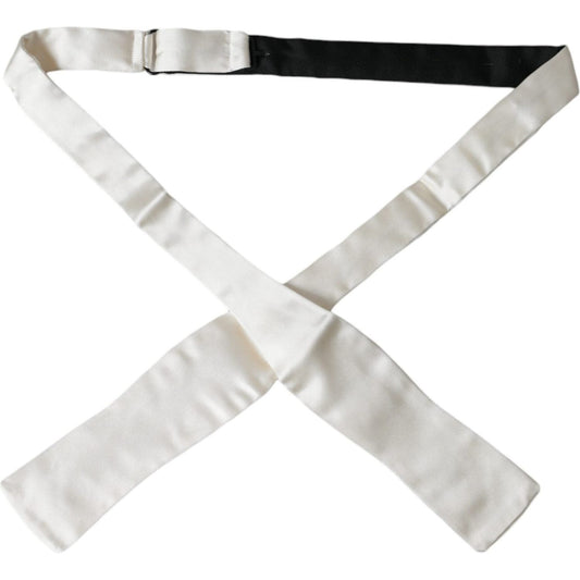 Dolce & Gabbana White Silk Slim Skinny Necktie Men Bow Tie Dolce & Gabbana Light Gray