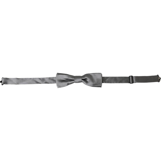 Dolce & Gabbana Gray Satin Silk Adjustable Neck Men Papillon Bow Tie Dolce & Gabbana Dim Gray