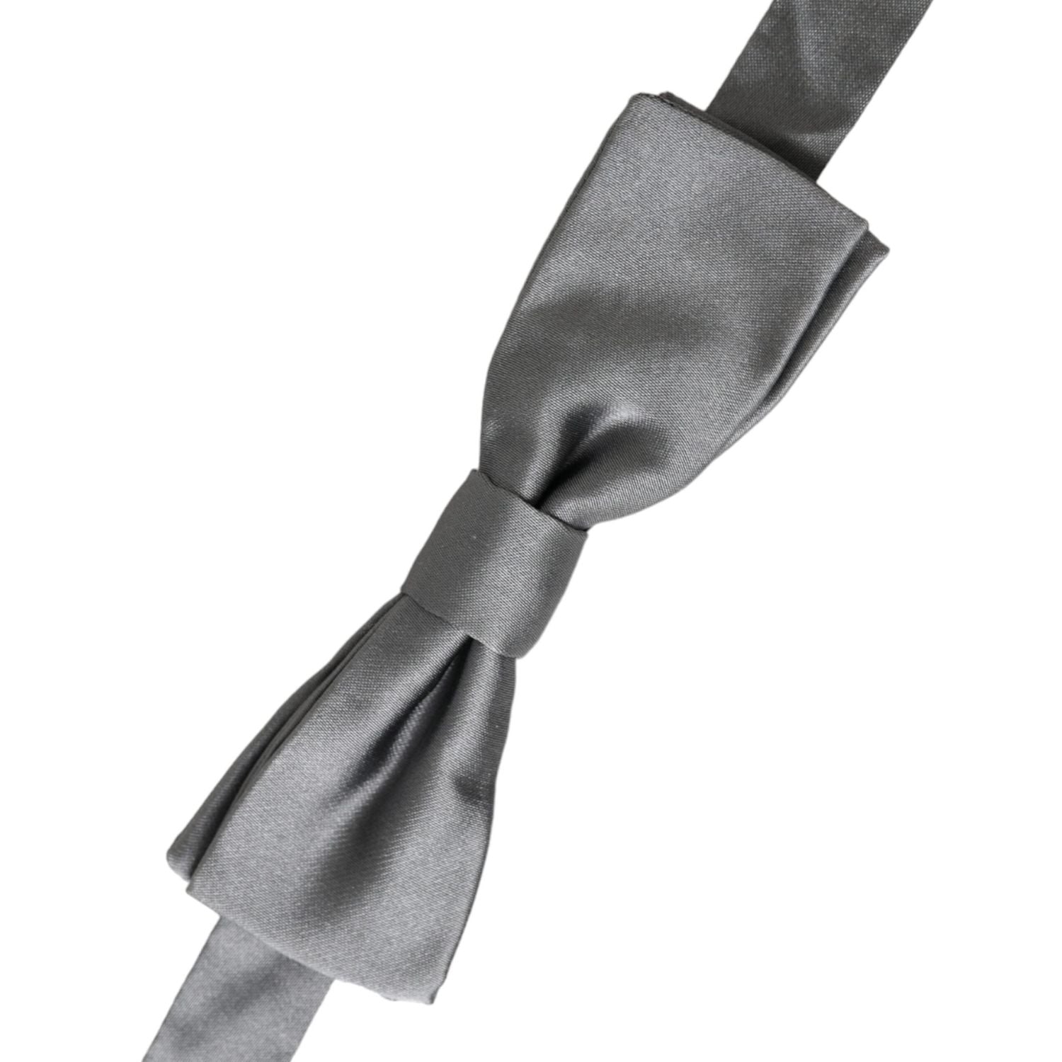 Dolce & Gabbana Gray Satin Silk Adjustable Neck Men Papillon Bow Tie