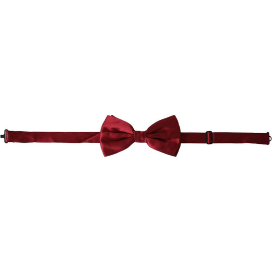 Dolce & Gabbana Red Satin Silk Adjustable Neck Men Bow Tie Dolce & Gabbana Dark Red