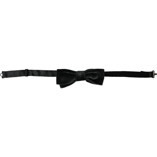 Dolce & Gabbana Black Velvet Cotton Adjustable Neck Men Bow Tie Dolce & Gabbana Black