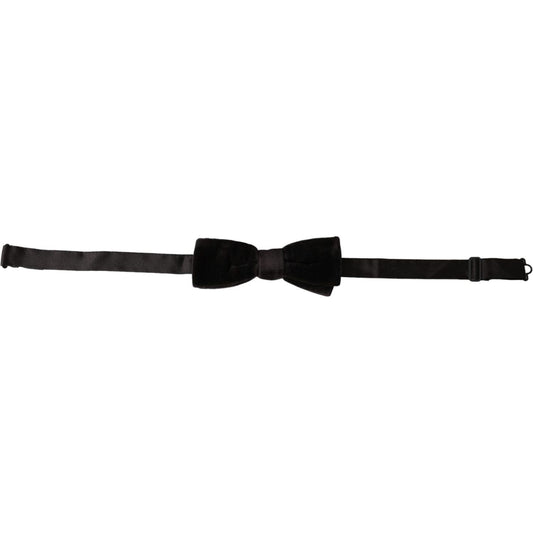 Dolce & Gabbana Black Velvet Cotton Adjustable Neck Men Bow Tie Dolce & Gabbana Black