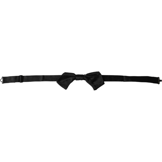 Dolce & Gabbana Black Satin Silk Adjustable Neck Men Bow Tie Dolce & Gabbana Black
