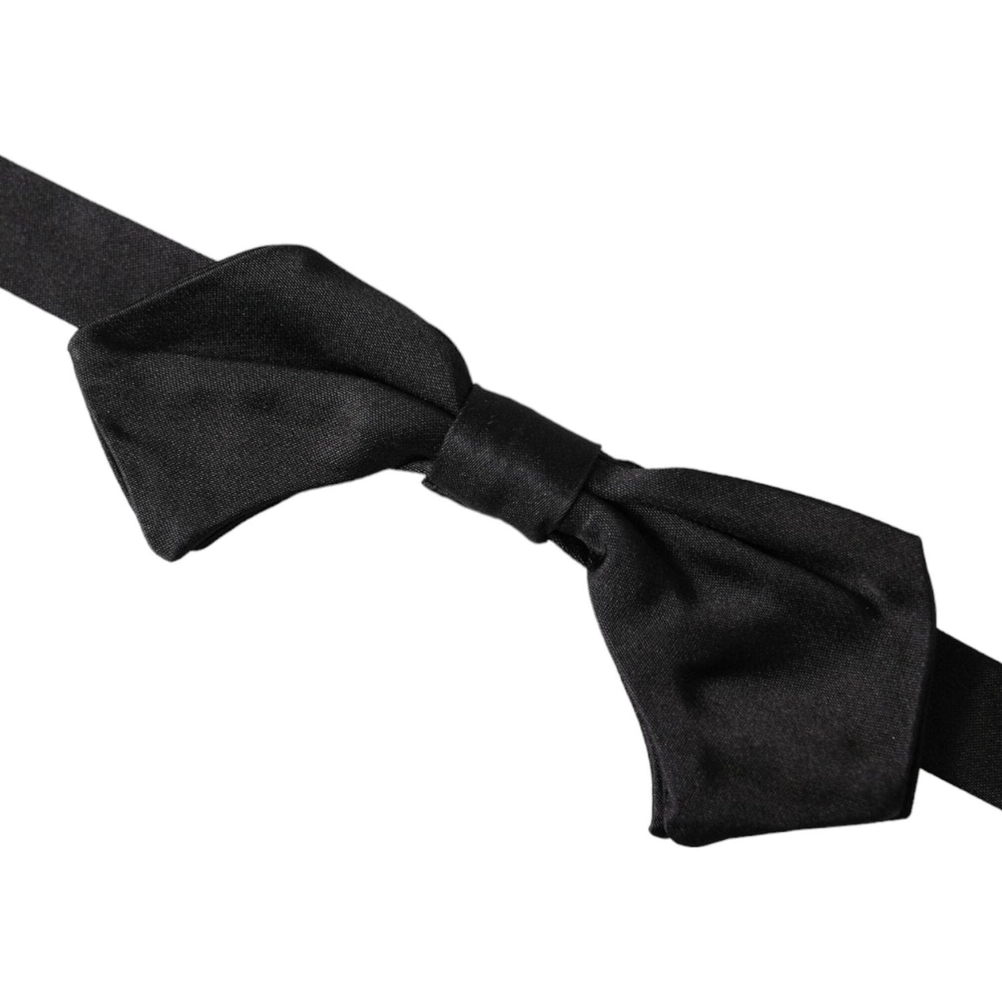 Dolce & Gabbana Black Satin Silk Adjustable Neck Men Bow Tie Dolce & Gabbana Black