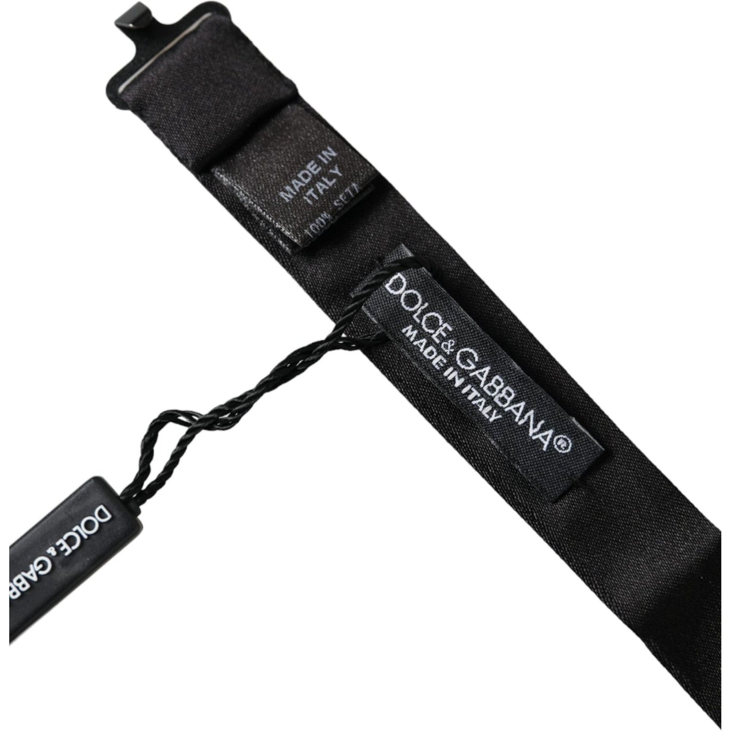Dolce & Gabbana Black Satin Silk Adjustable Neck Men Bow Tie Dolce & Gabbana Black