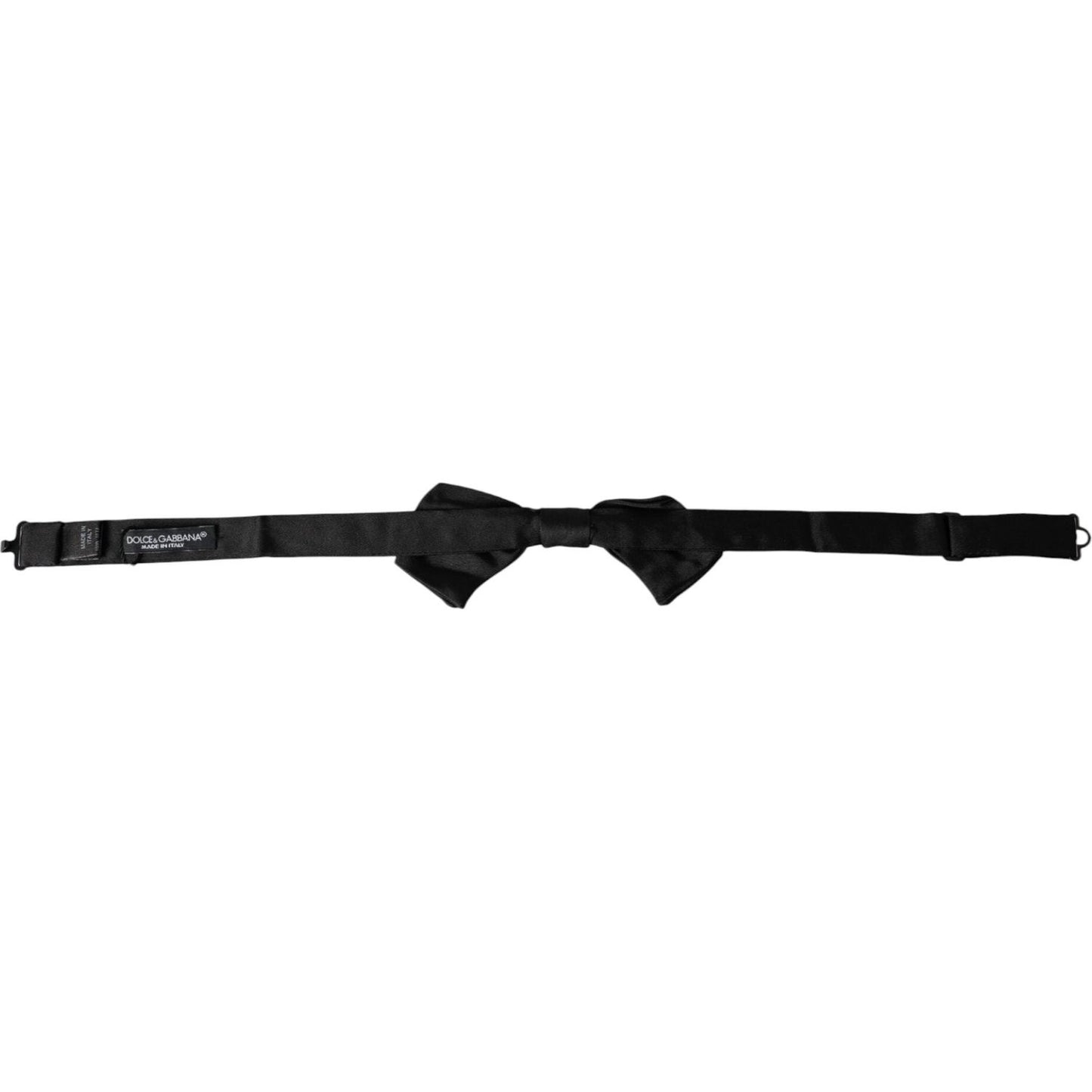 Dolce & Gabbana Black Satin Silk Adjustable Neck Men Bow Tie Dolce & Gabbana Black