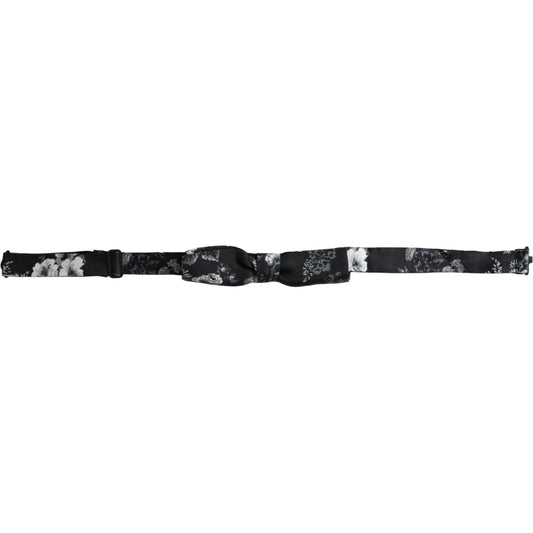 Dolce & Gabbana Black Floral Silk Adjustable Neck Men Bow Tie Dolce & Gabbana Dark Slate Gray
